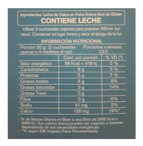 Leche De Cabra Polvo Sin Tacc La Primera 250g Rinde 2.5l X3
