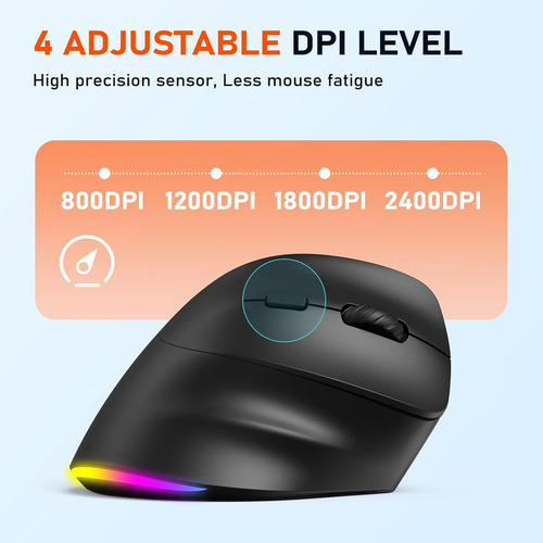 Mouse Ergonomico Meetion, Inalambrico, Rgb, Recargable