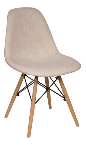 Silla Eames Comedor Tapizada En Lino Patas Nórdica Madera