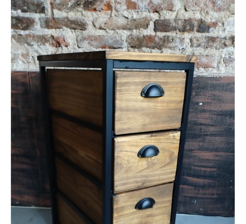 Imagen 2 de 4 de Cajonera Industrial Escritorio Pc Movil Hierro 30x55x78cm