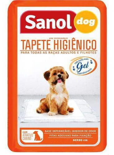 Sanol Dog Tapete Higiênico 80 X 60cm 30 Unidades