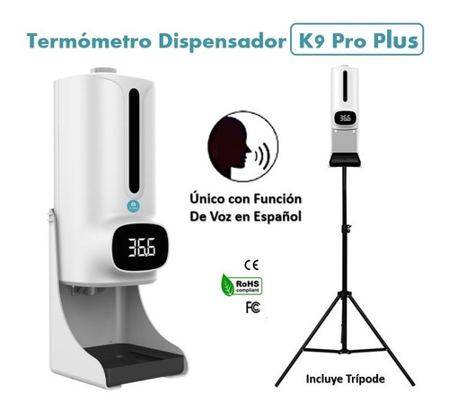 Imagen 2 de 6 de Termómetro K9 Con Dispensador De Alcohol Gel Miho