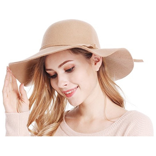 Sombrero Flexible De Lana Para Mujer Con Ala Ancha