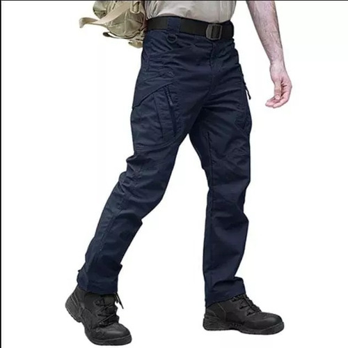 Pantalon Tactico De Combate Estrechs Licra Impermeable Azul