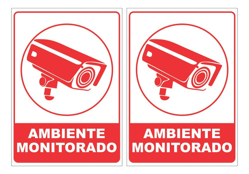 Kit 2 Adesivos Sinalização Ambiente Monitorado 24hrs