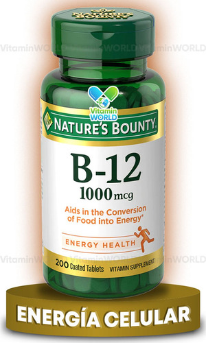 Natures Bounty Vitamina B12 Con Cianocobalamina 200 Tabletas