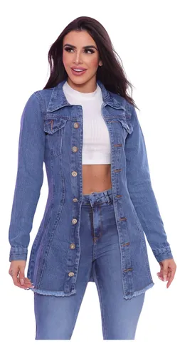 Jaqueta jeans feminina best sale mercadolivre