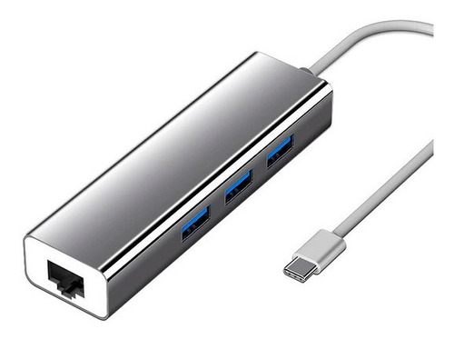 Adaptador De Red Usb-c 3.0 A Rj45 Ethernet + Hub 3.0 4 En 1