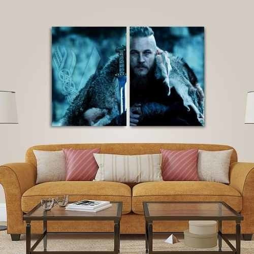 Quadro Vikings Ragnar Lothbrok King Decorativo Em Tecido