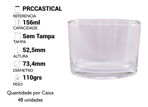 Pote De Vidro Pequeno Para Velas Porta Velas 48un