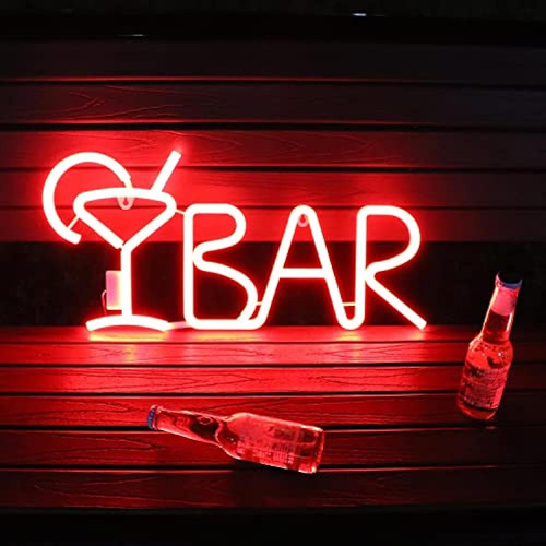Ikefe Remote Led Bar Sign Neon Light Up Beer Cocktail For Wa