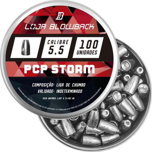 Chumbinho Pcp Storm 5,5mm Loja Blowback P/ Carabinas Pressão