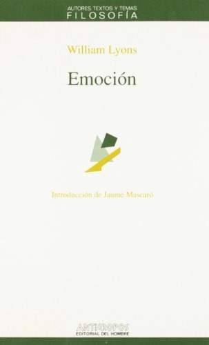 Emocion, De Lyons William. N/a, Vol. Volumen Unico. Editorial Anthropos, Tapa Blanda, Edición 1 En Español, 1993