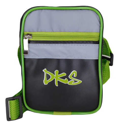 Shoulder Bag Dks Preto E Verde Refletiva Alça Regulável
