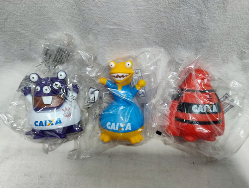 Kit 3 Bonecos Poupançudos Caixa Times Corinthians Flamengo