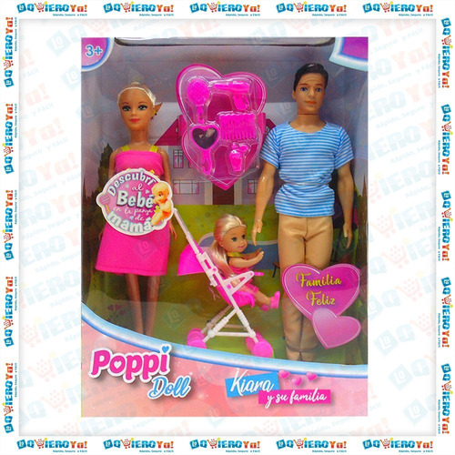 Imagen 7 de 10 de Muñeca Embarazada Kiara Y Su Familia Mamá + Bebe + Papá
