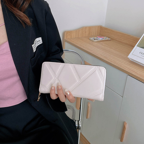 Cartera De Cuero Pu De Moda Con Cremallera Larga
