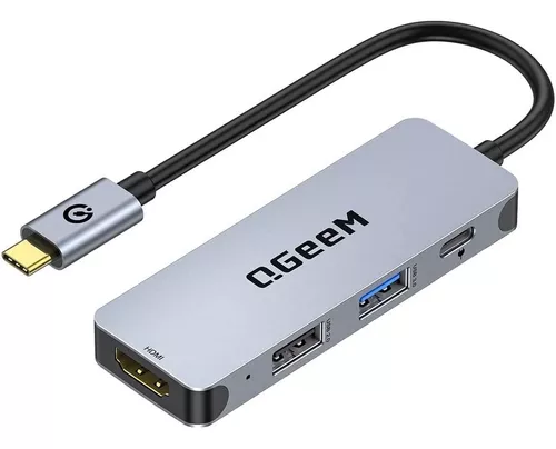 Cable largo USB C, adaptador multipuerto USB C a HDMI, HDMI 4K, entrega de  energía de 100 W, 2 puertos USB A 3.0, 1 USB C Hub 3.0, dongle USB C para