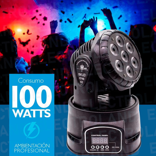 Imagen 6 de 10 de Cabezal Movil 7 Led X 12w Rgbw Robotico Dmx 13 Canales Dj