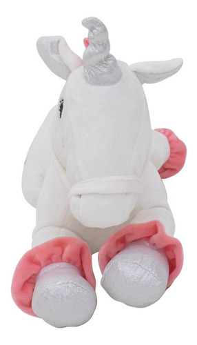 Unicórnio De Pelúcia Branco Grande Gigante Deitado - 80cm
