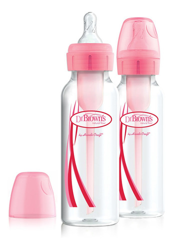 Biberones Dr Brown´s Options Estándar 2 Piezas 250ml Color Rosa 0m+ Nivel 1