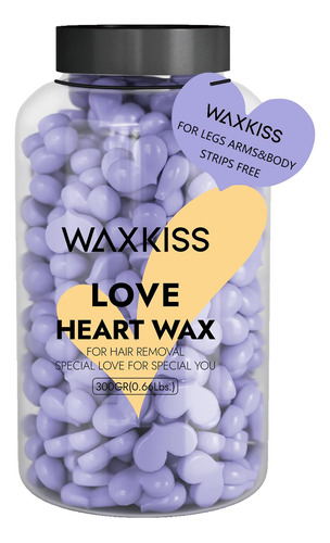 Waxkiss Love Heart Wax Beads Para Depilacion, Tarro De 10.6 