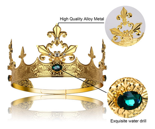 Corona De Rey Ajustable Para Hombre Disfraz Medieval