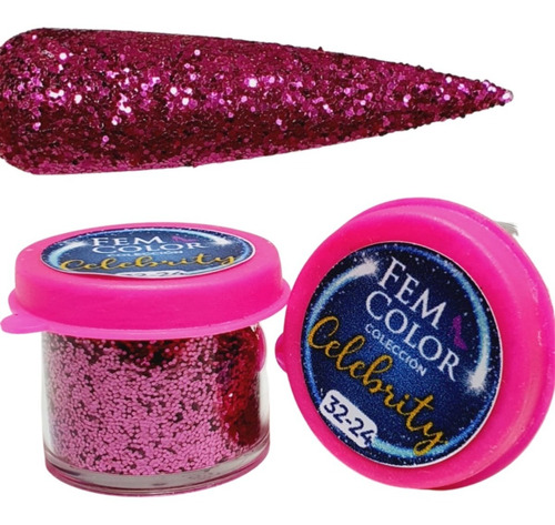 Gibre Glitter Decoracion Uñas Nails Fucsia 32-24 Femcolor