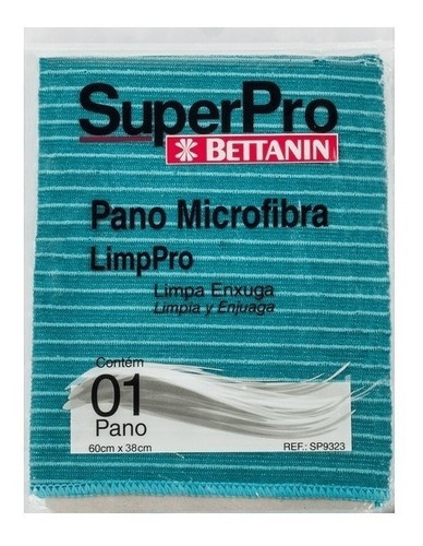 Pano Microfibra Limp Pro Enxuga Verde Bettanin Superpro