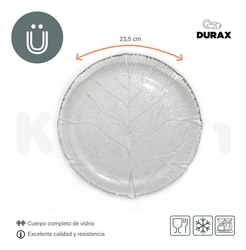 Plato Playo Redondo De Vidrio Labrado Durax 23 Cm X12