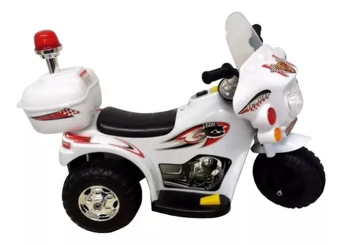 Moto eletrica triciclo infantil policial com iluminacao