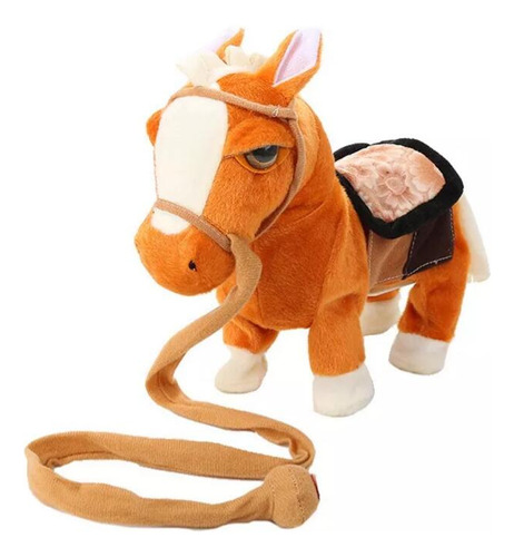 Caballo Grande De Peluche Marrón Con Silla De Montar, 30 Cm