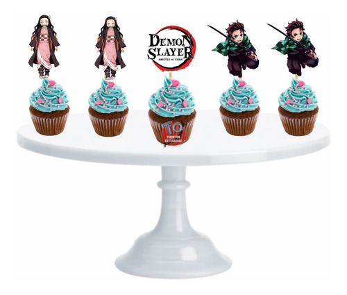 Demon Slayer Cupcake Toppers Adorno Para Muffins X10