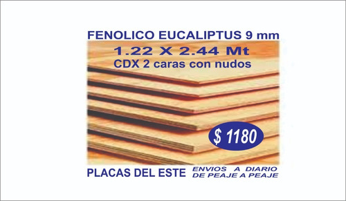Imagen 1 de 1 de Chapon Placa Fenolico Eucaliptus 9mm Tablero 122 X 244 Mt