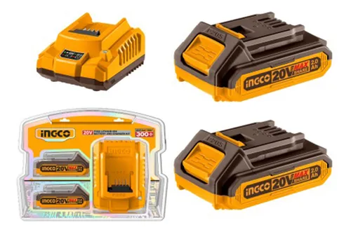 Set X2 Bateria 20v 2amp + 1 Cargador Ingco Fbcpk1222
