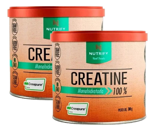 Creatine Creapure Monohidratada Nutrify 300g Kit 2 Unidades Sabor Neutro