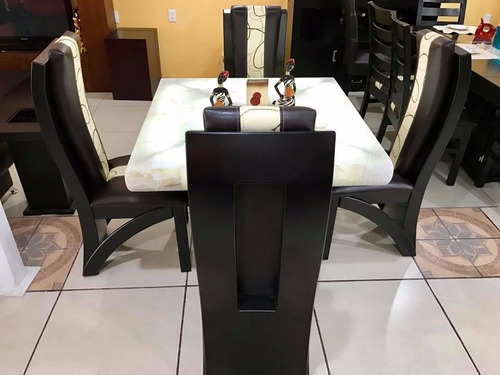 Comedor 4 Sillas Moderno Piedra Onix Minimalista