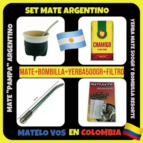 Promo!set Matero Argentino!mate Pampa+b - Kg a $215