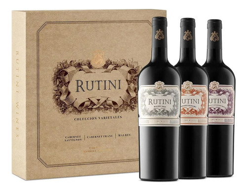 Vino Tinto Rutini Colección Mix I - Estuche 3x750ml La Rural (H) Rutini Colección Rutini - Tinto - Caja de cartón - Pack - 3 - 750 mL