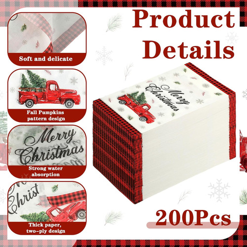 Geyoga 200 Pcs Servilletas De Navidad Para Invitados 2 ...
