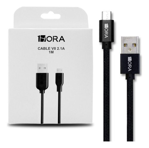 Cable Micro Usb V8 Negro 1hora Cab236 Usb
