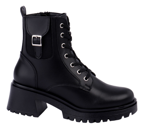 Bota Casual - Combate Color Negro Fratello Para Mujer 5907