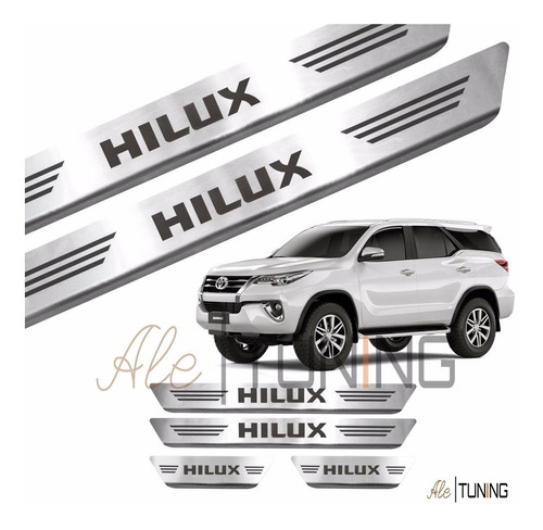 Kit Soleira Porta Aço Inox Escovado Toyota Hilux Sw4 2017