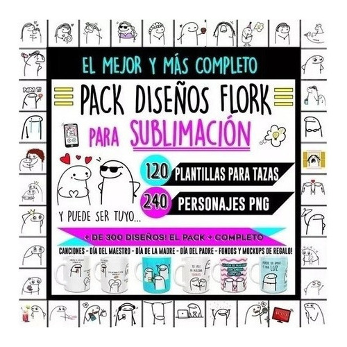 Pack Vectores Sublimación Flork +300 Camisetas Cojines Tazas