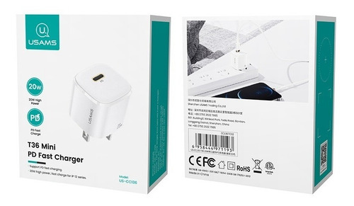 Imagen 2 de 6 de Mini Cargador De Carga Rapida 20w Tipo C Para iPhone 12/13