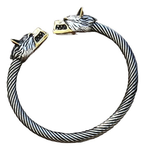 Brazalete Vikingo Geri & Freki Nórdico Acero Quirúrgico.