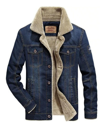 jaqueta jeans masculina forrada com pele de carneiro