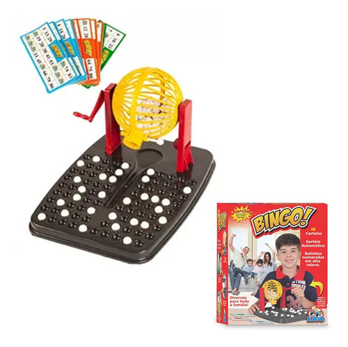 Brinquedo Jogo Super Bingo Com 48 Cartela Roleta Lugo