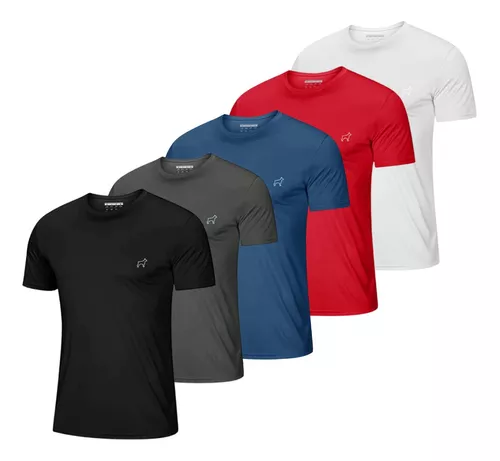 Kit 5 Camisetas Parvori Dry Fit Academia Esportes - Slim Fit