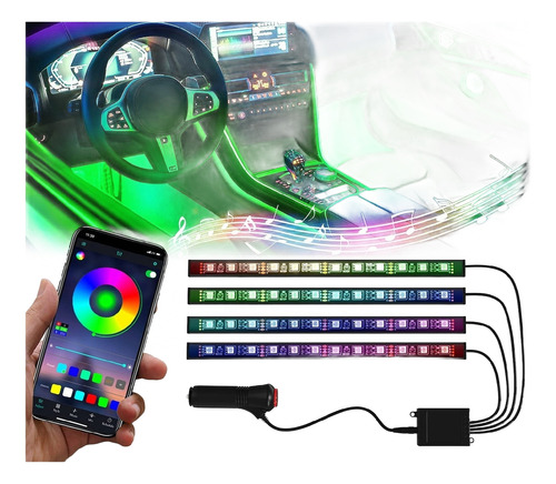 4 Tiras 12 Led 5050 Alta P. Rgb C/remoto Auto Interior Ip65